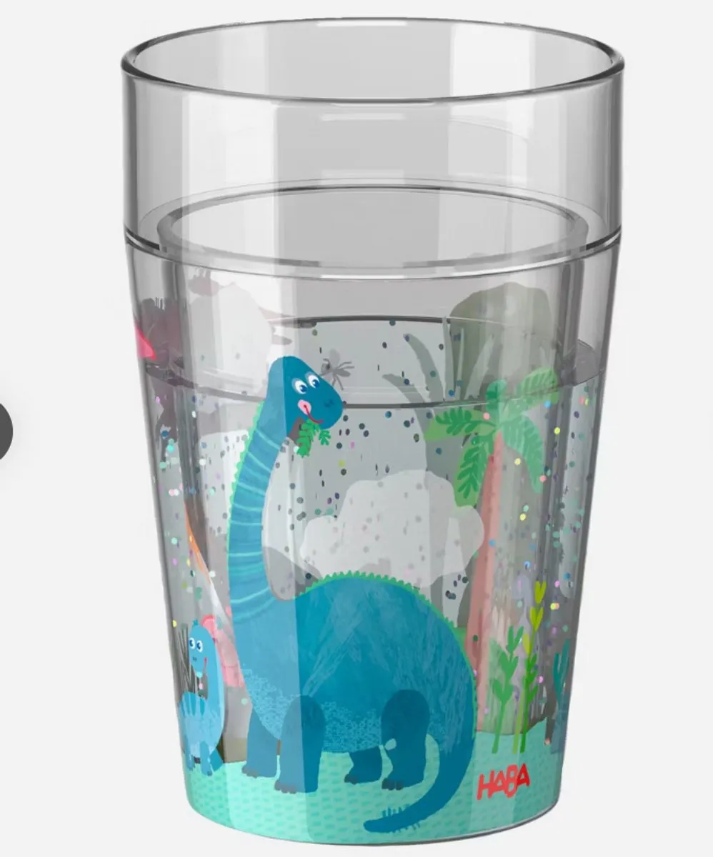 Haba Glitterbeker Dino 150ml - Transparant
