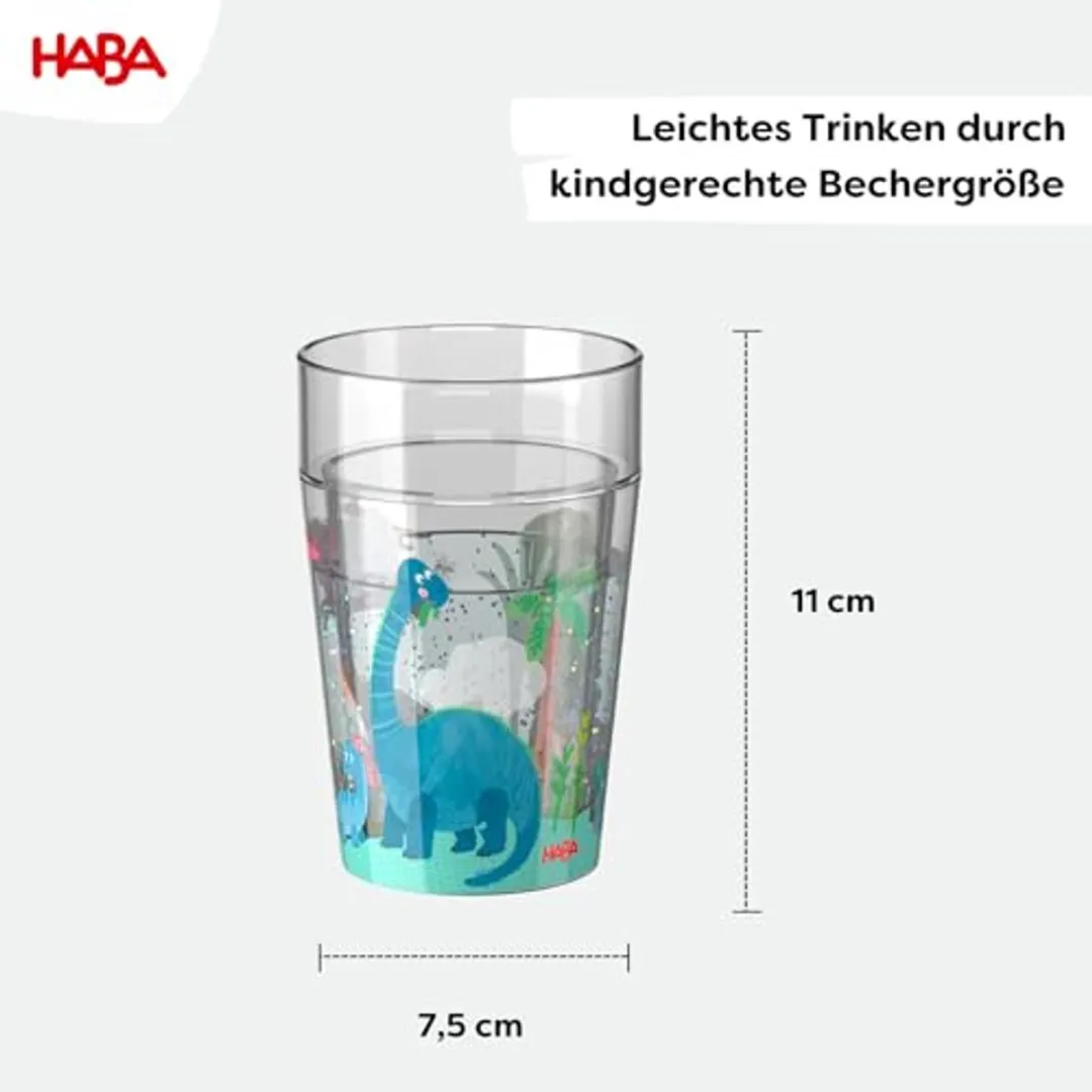 Haba Glitterbeker Dino 150ml - Transparant