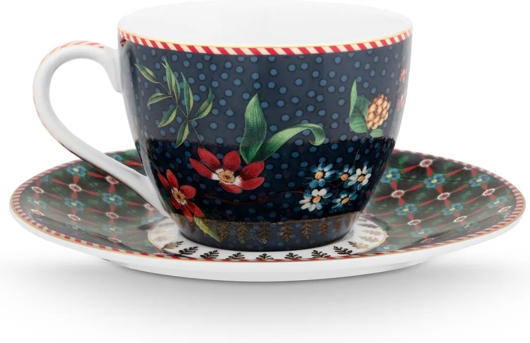 Pip Studio Berry Blues Espresso Kop & Schotel 120ml - 2 Stuks - Donkerblauw