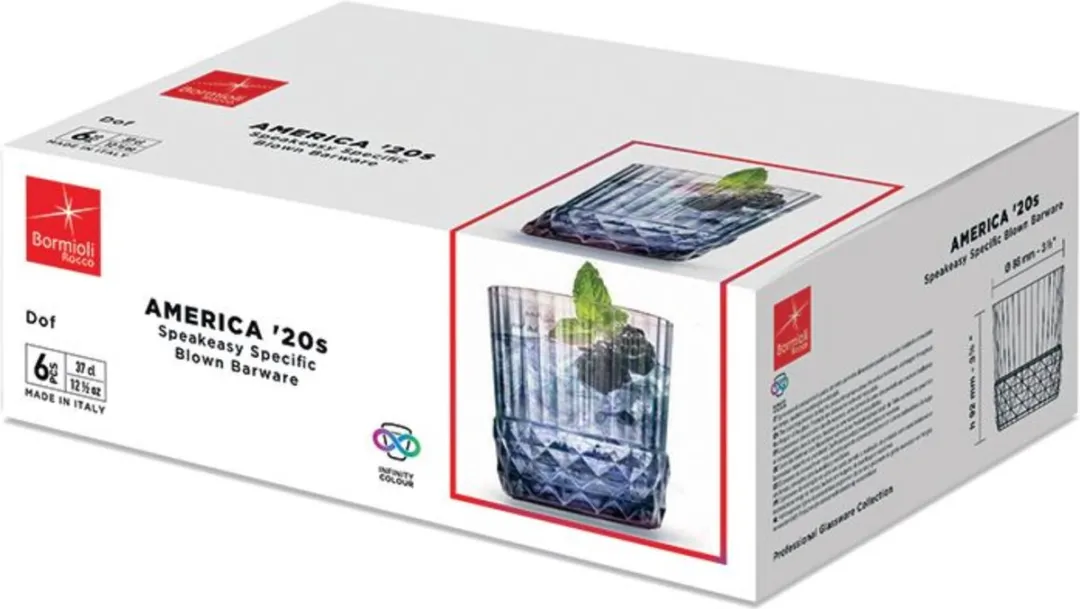 Bormioli Rocco America 20's Cocktailglazen - 370ml - Blauw - 6 Stuks