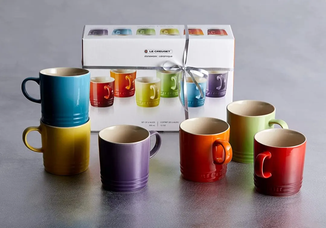 Le Creuset London 4C Coffee Mugs Set - 6 Stuks 350ml - Regenboog