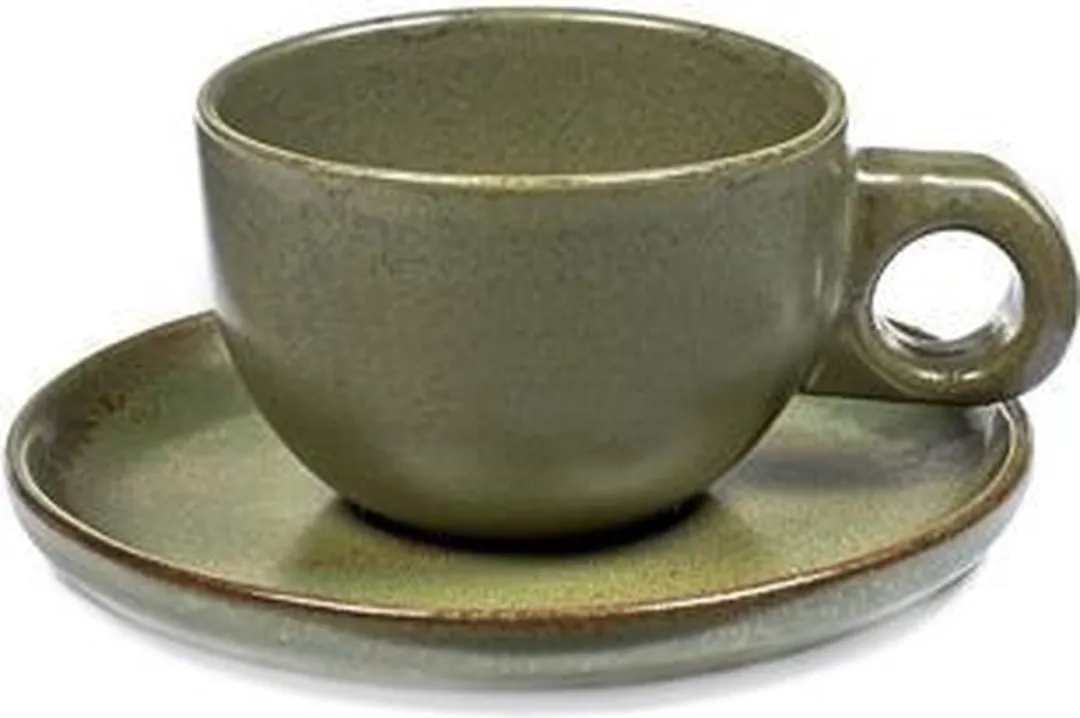 Serax Sergio Herman Surface Koffiekop + Schotel Camogroen - 13cm - 4 Stuks