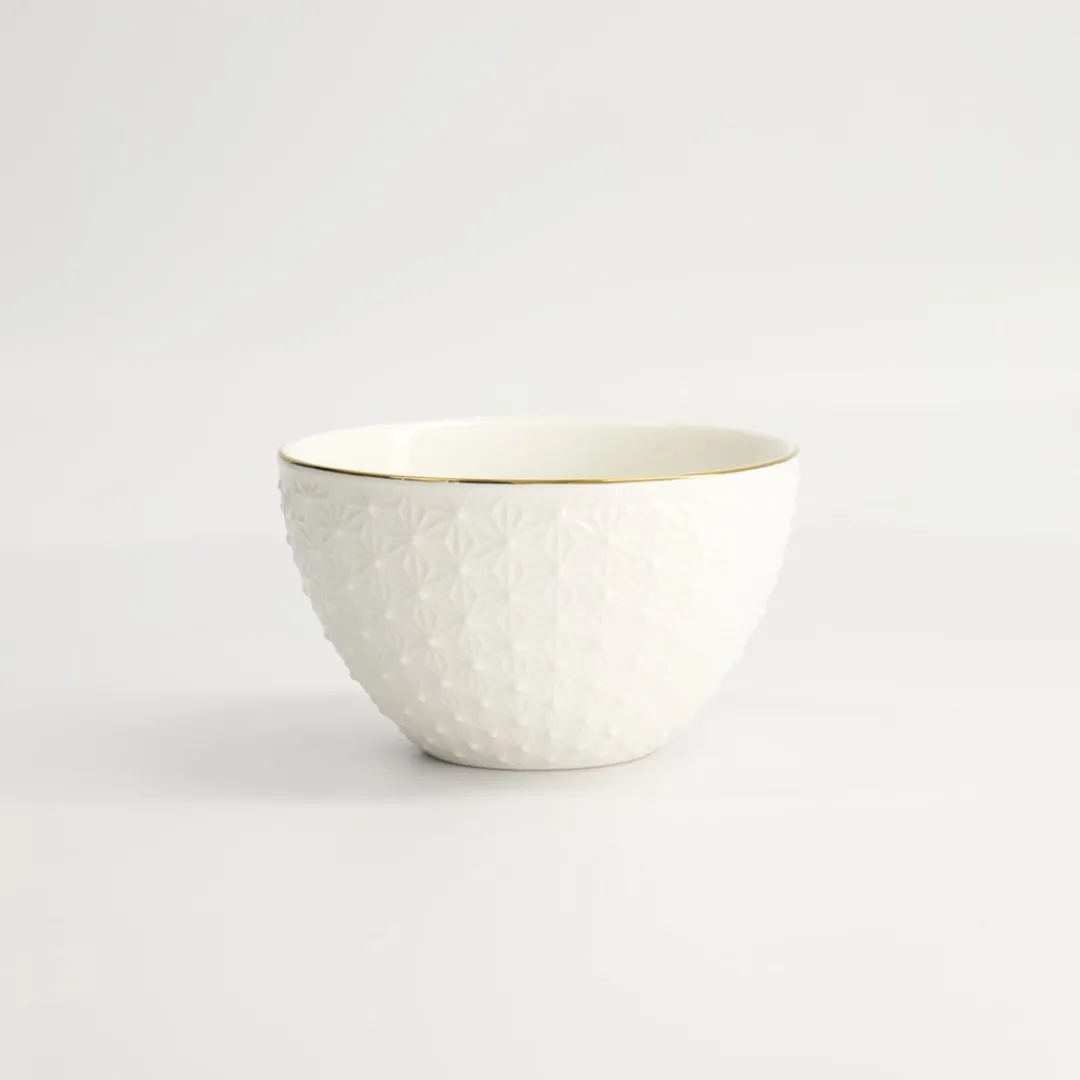 Tokyo Design Studio Nippon White Gold Rim Kom 11.4x6cm 350ml - Sterren Wit/Goud