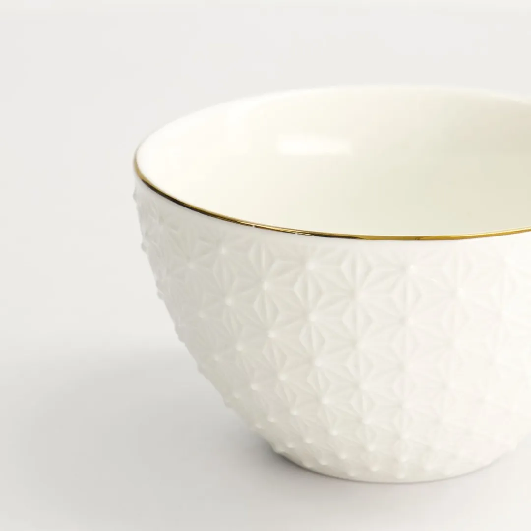 Tokyo Design Studio Nippon White Gold Rim Kom 11.4x6cm 350ml - Sterren Wit/Goud