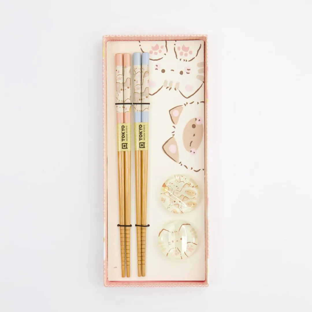 Tokyo Design Studio Kawaii Katten Eetstokjes Set - 2 Paar