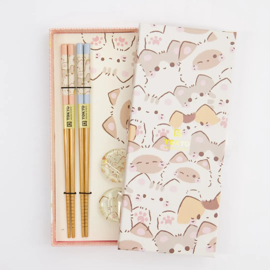 Tokyo Design Studio Kawaii Katten Eetstokjes Set