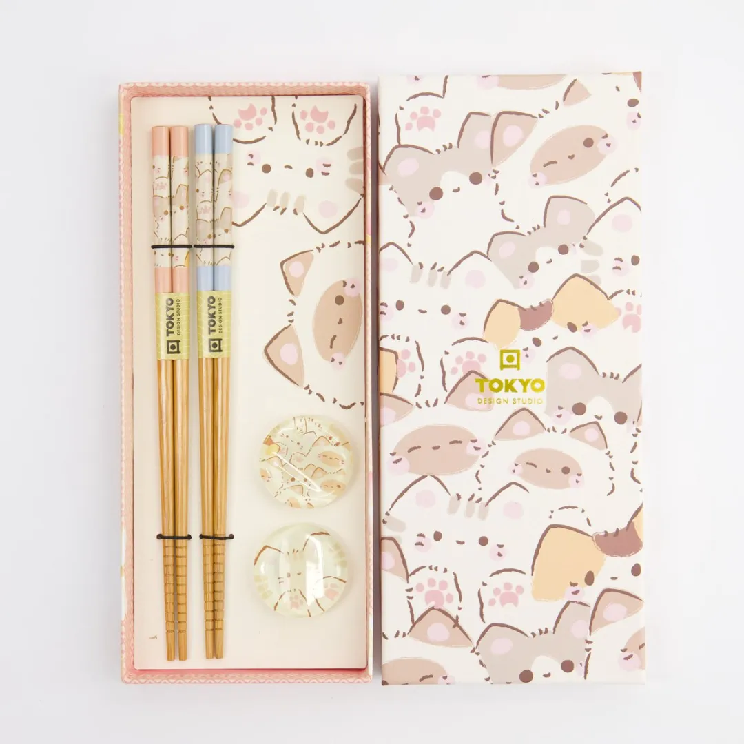 Tokyo Design Studio Kawaii Katten Eetstokjes Set - 2 Paar