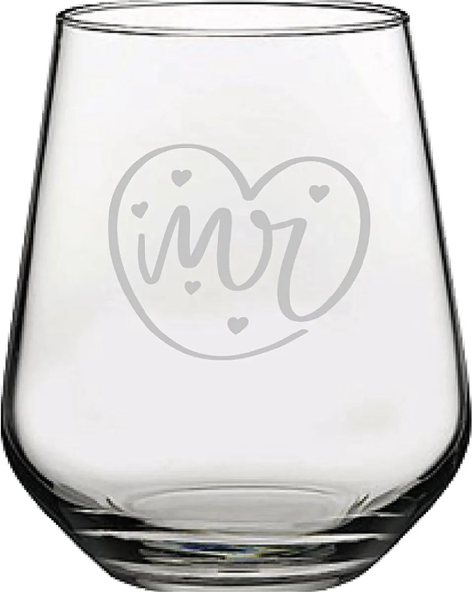 Pasabahce Gegraveerd Drinkglas 42,5cl Mr. In hartje