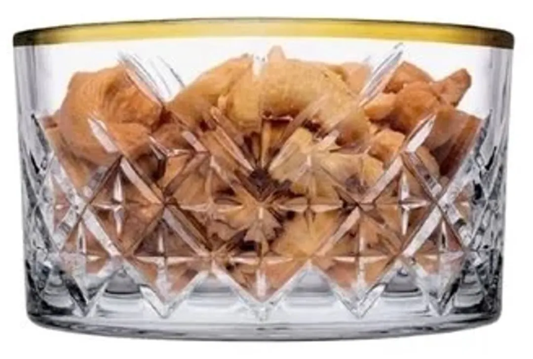 Pasabahce Timeless Snackkomset 4 Stuks - 235cc - Glas met gouden rand