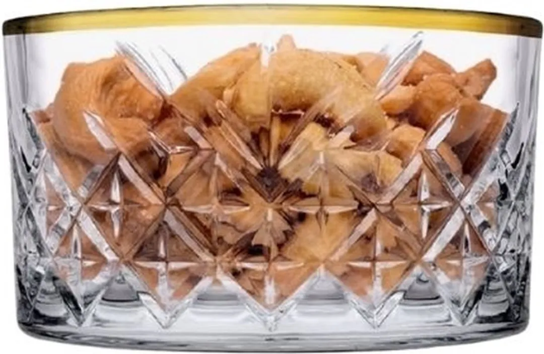 Pasabahce Timeless Snackkomset 4 Stuks - 235cc - Glas met gouden rand