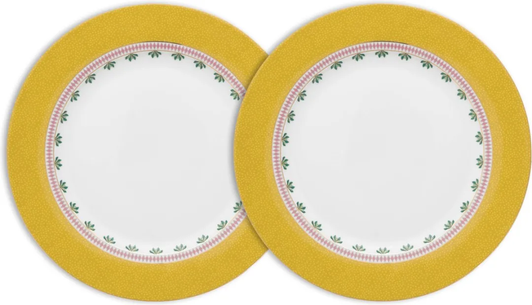 Pip Studio La Majorelle Dinerborden Geel - 26.5cm - Porselein - 2 Stuks