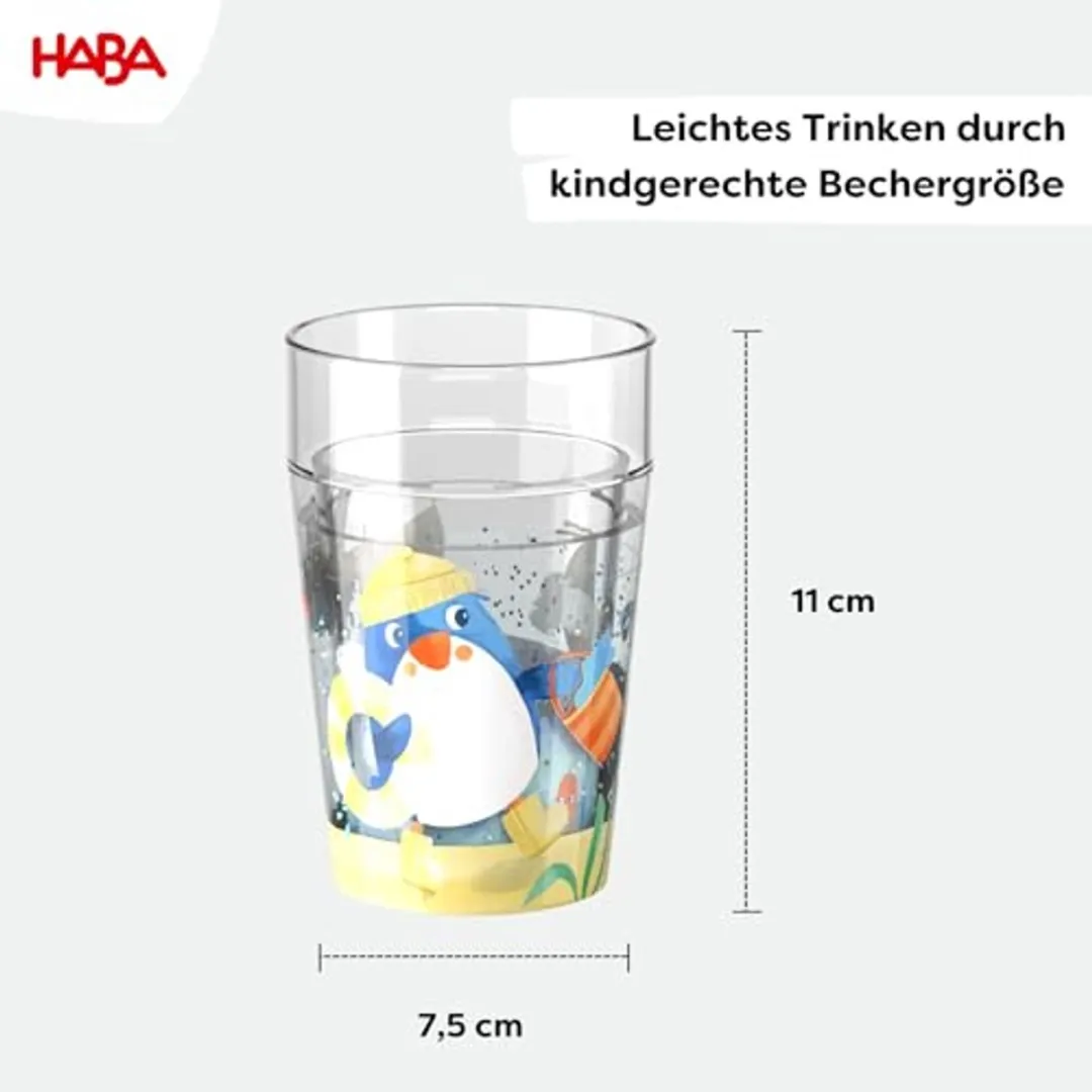 Haba Glitterbeker Pinguïn 150ml - Doorzichtig
