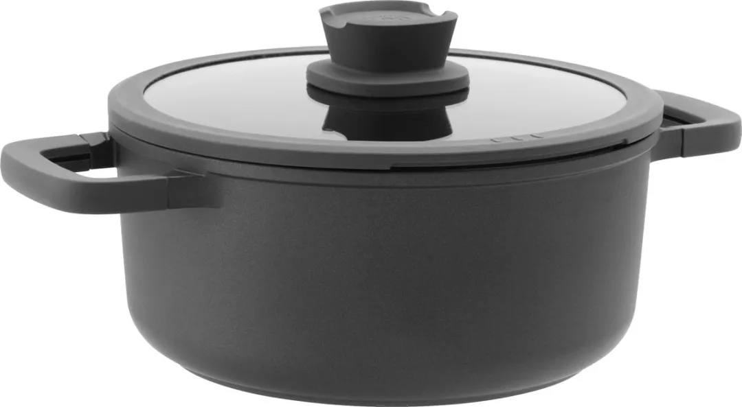 LEO Kookpot antikleef met deksel Stone+ - Ø 24x11cm - Grijs - PFAS-vrij