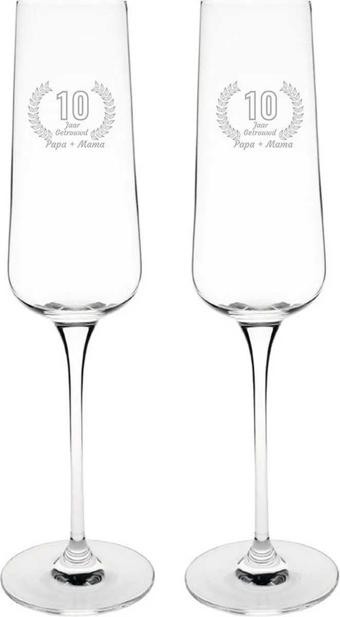Olympia Gegraveerde Champagneglazen Set Papa + Mama 27cl