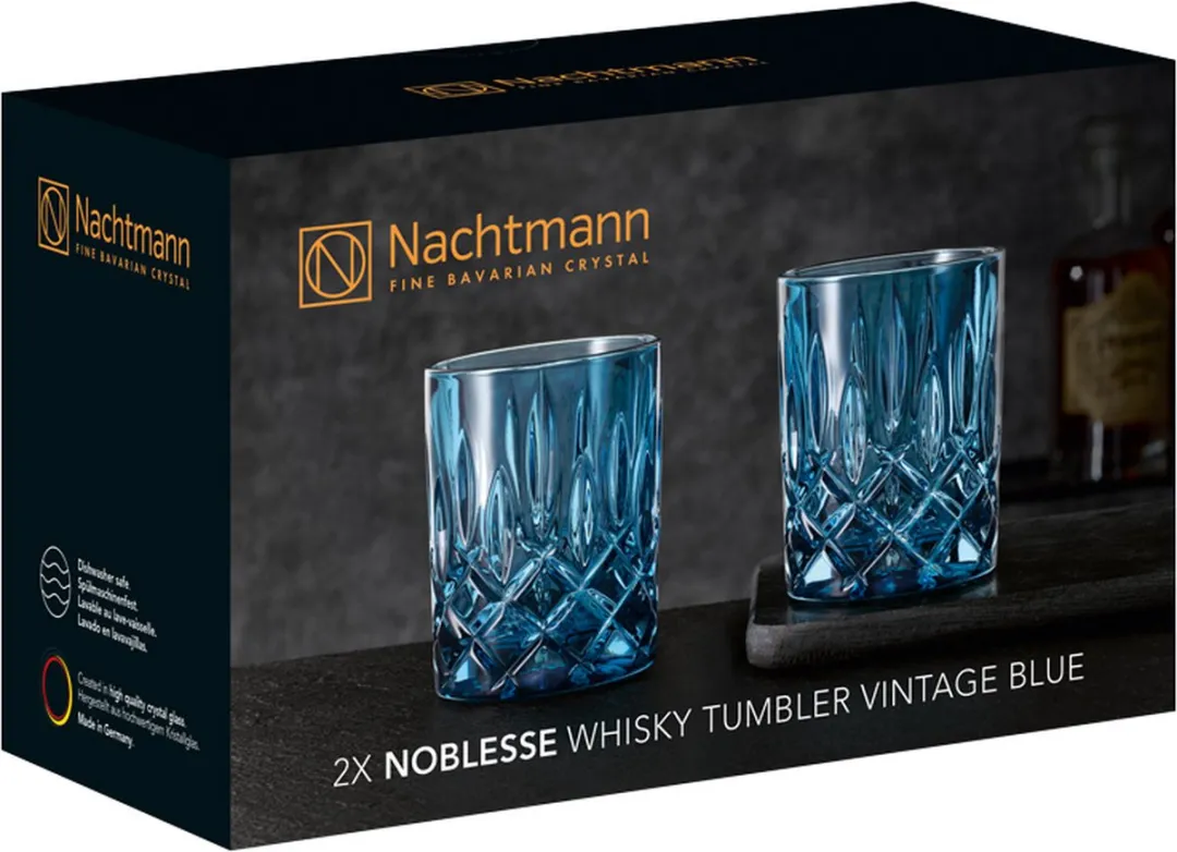 Nachtmann Noblesse Whiskyglazen 295ml - Vintage Blue - 2 Stuks
