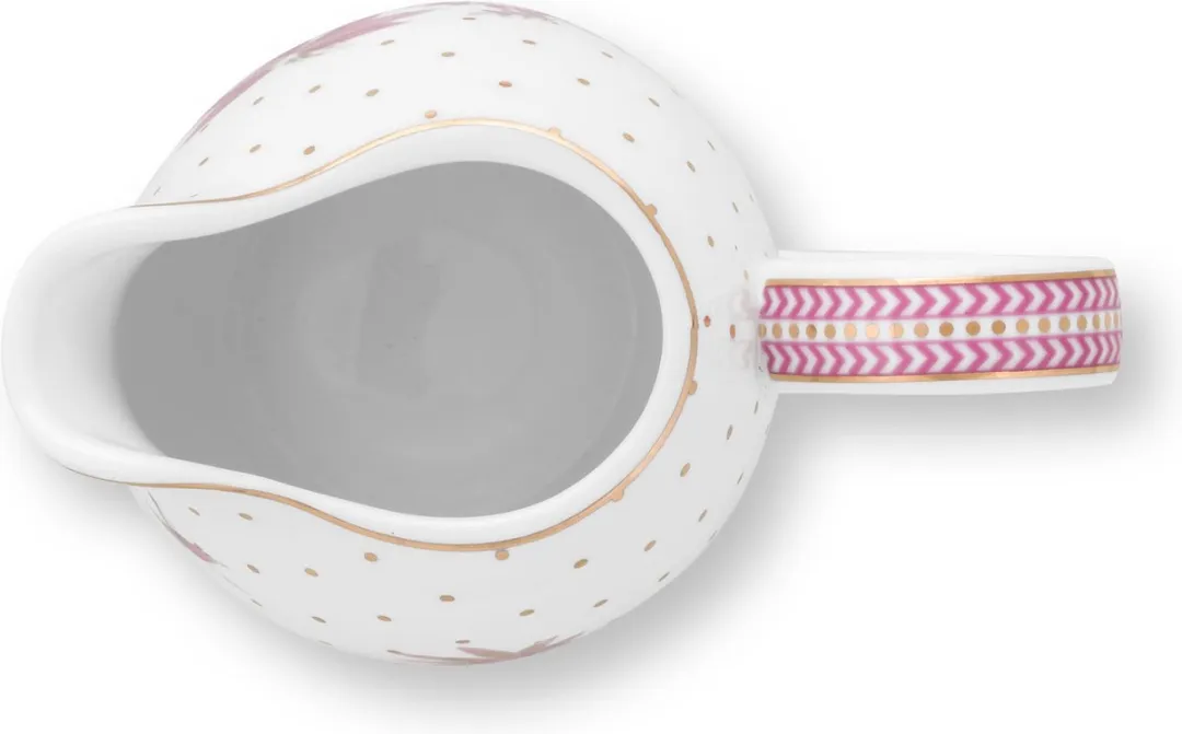 Pip Studio Jolie Pink Melkkannetje 250ml - Porselein - Wit - Zwaan Roze