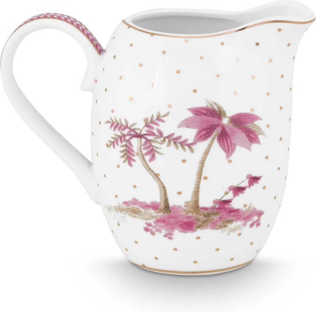 Pip Studio Jolie Pink Melkkannetje 250ml - Porselein - Wit - Zwaan Roze
