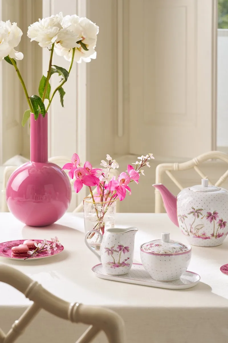 Pip Studio Jolie Pink Melkkannetje 250ml - Porselein - Wit - Zwaan Roze