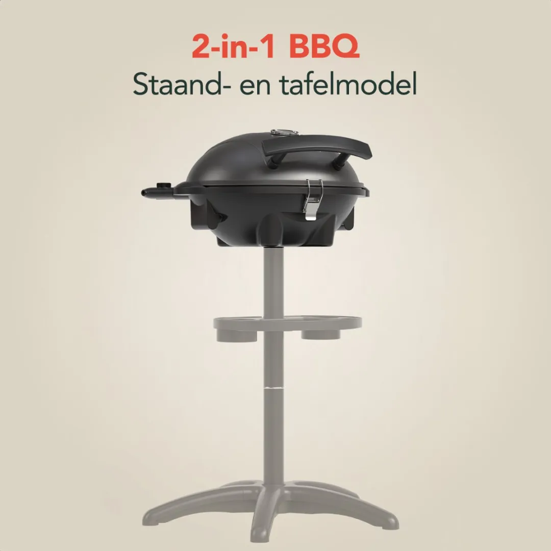 KitchenBrothers KB100716 Elektrische BBQ 2400W - 49cm - Zwart
