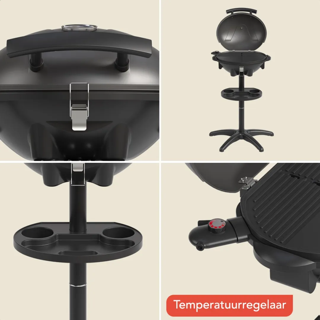KitchenBrothers KB100716 Elektrische BBQ 2400W - 49cm - Zwart