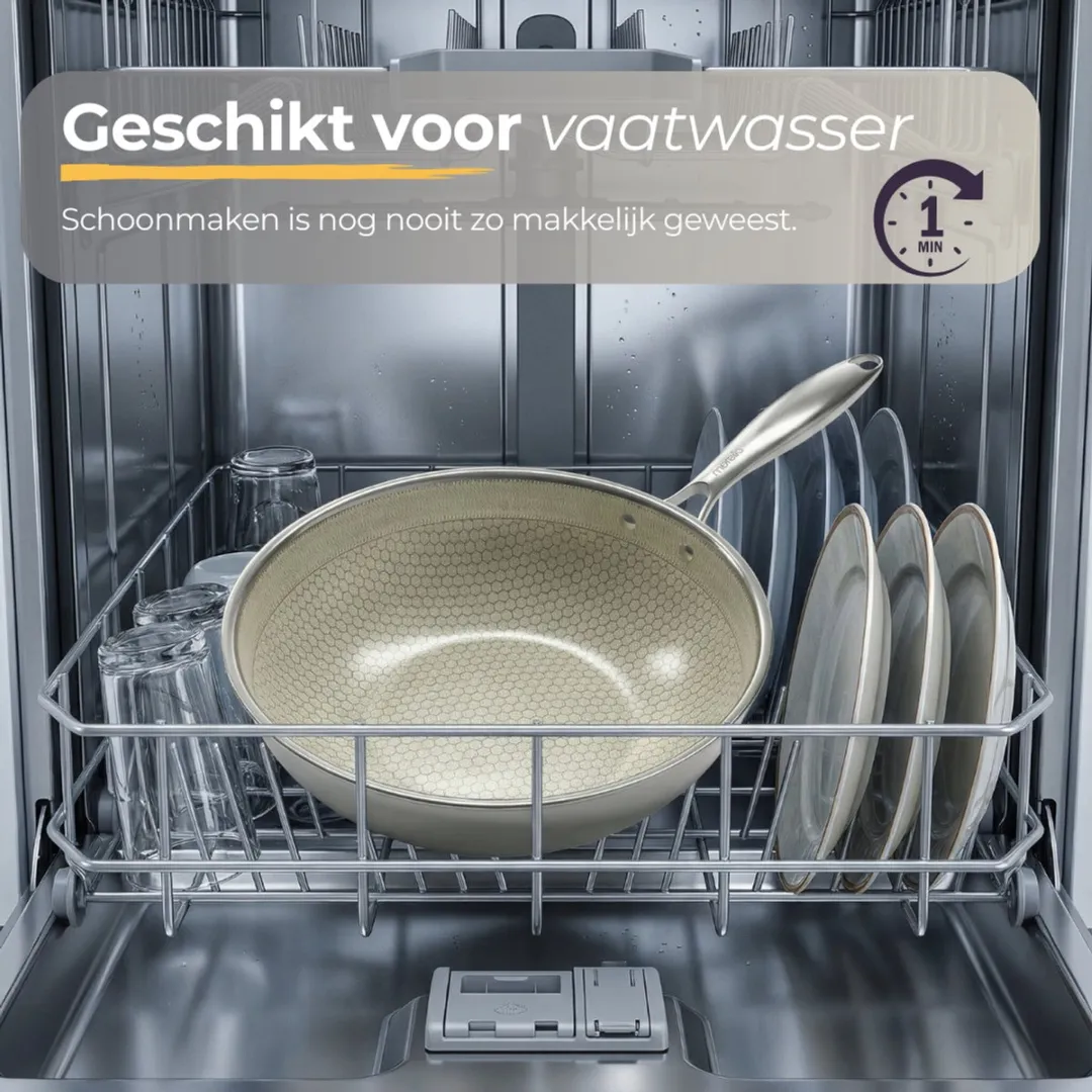 Morelia 30cm Wokpan - PFAS-vrij Keramisch - Beige