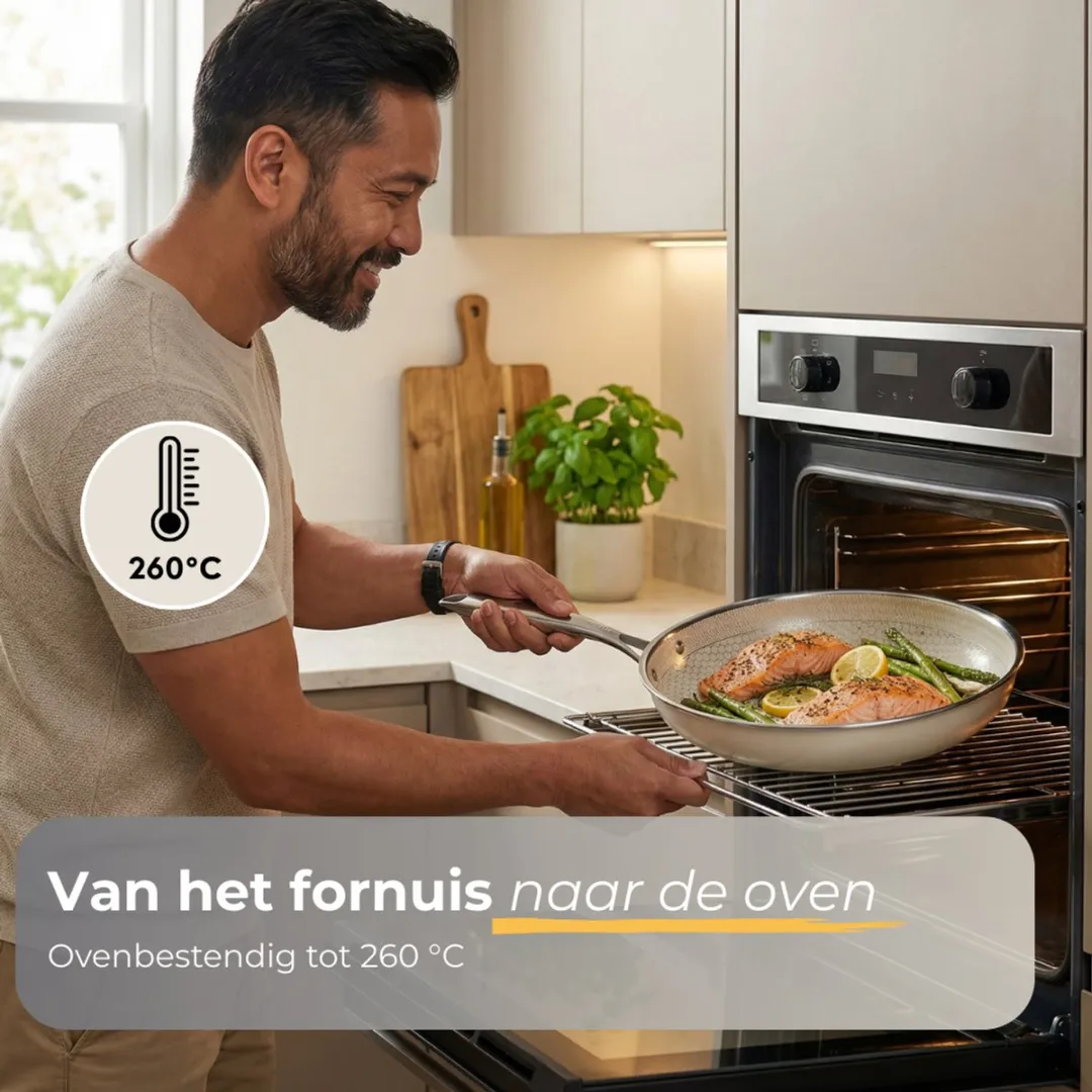 Morelia 30cm Wokpan - PFAS-vrij Keramisch - Beige