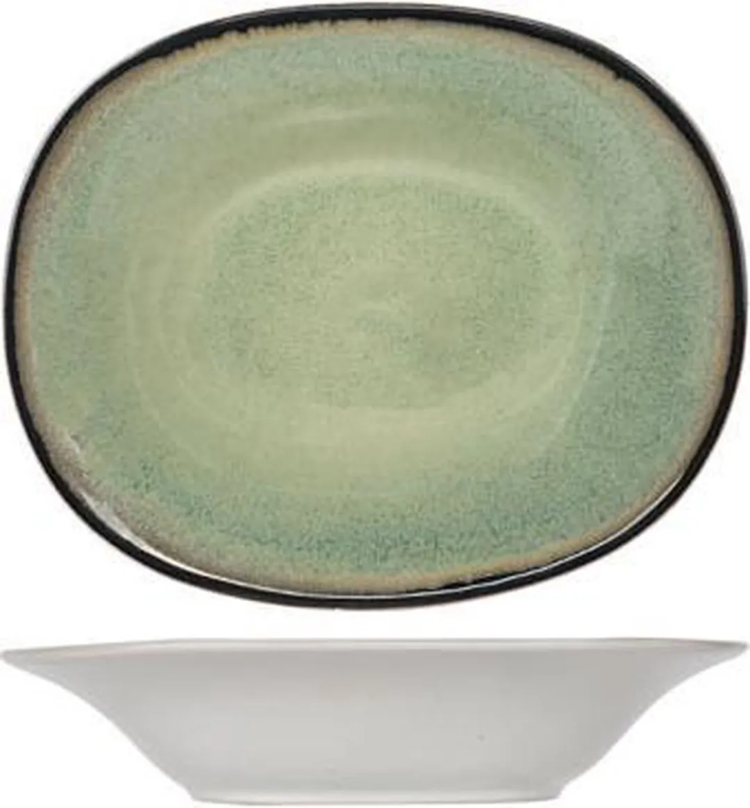 Cosy&Trendy Fez Diep Bord Ovaal 17.5x21.5cm - Groen - 6 Stuks