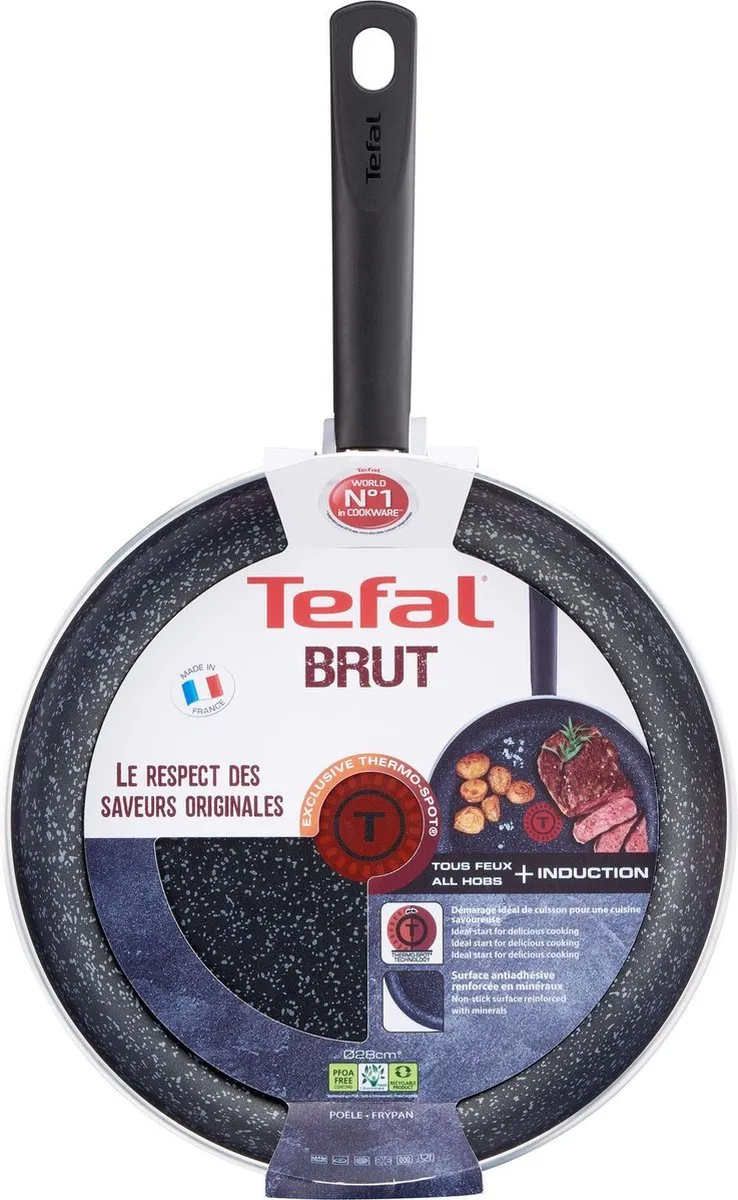 Tefal Brut Koekenpan 28cm - Inductie - Zwart/Grijs - afbeelding 5 van 6