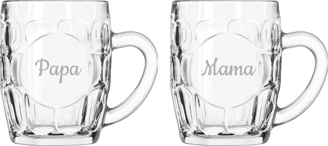 Libbey Gegraveerde Bierpul Mama & Papa