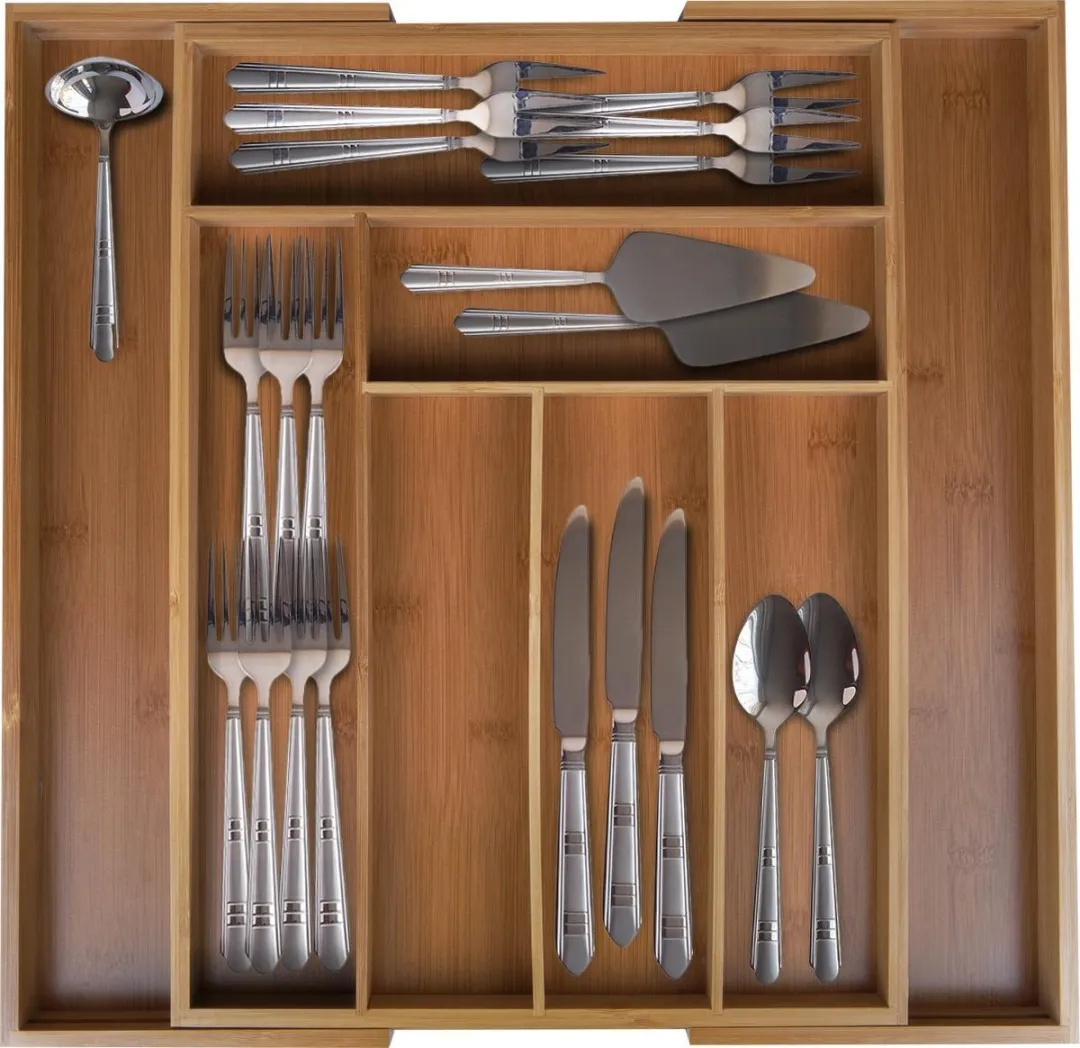 KitchenBrothers Bestekbak 8719632955368 - Uitschuifbaar 6 Vakken - Bamboe