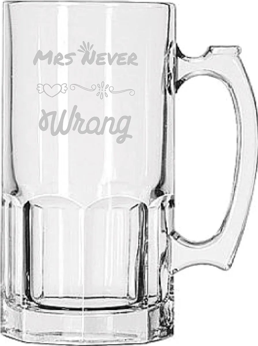 Gegraveerde bierpul 1ltr Mrs. Never wrong