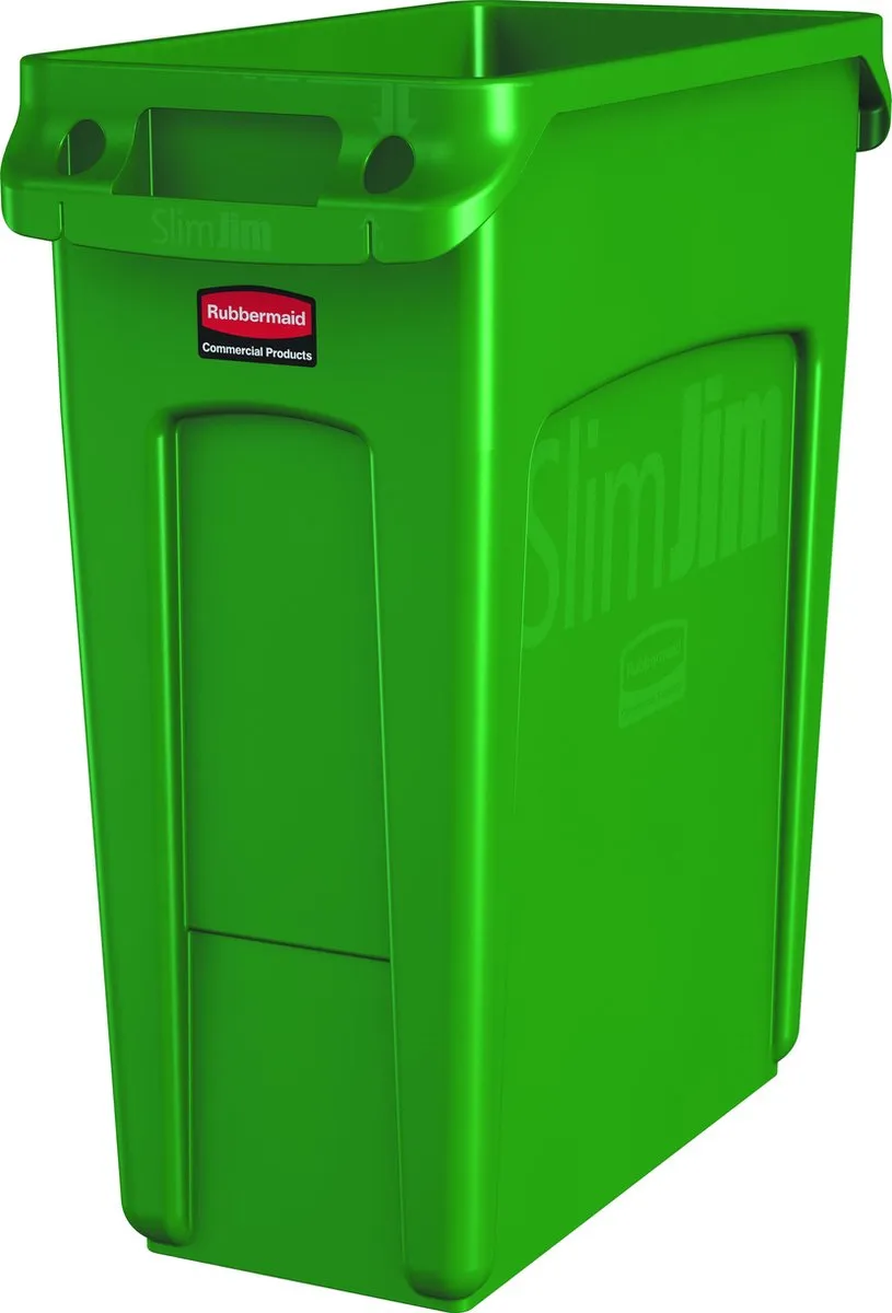Rubbermaid Slim Jim met luchtsleuven 60 liter - groen