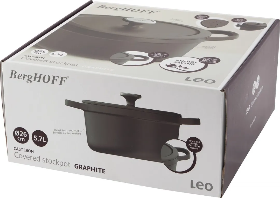 BergHOFF LEO Kookpot 5.7L - Ø26cm - Zwart - afbeelding 6 van 6