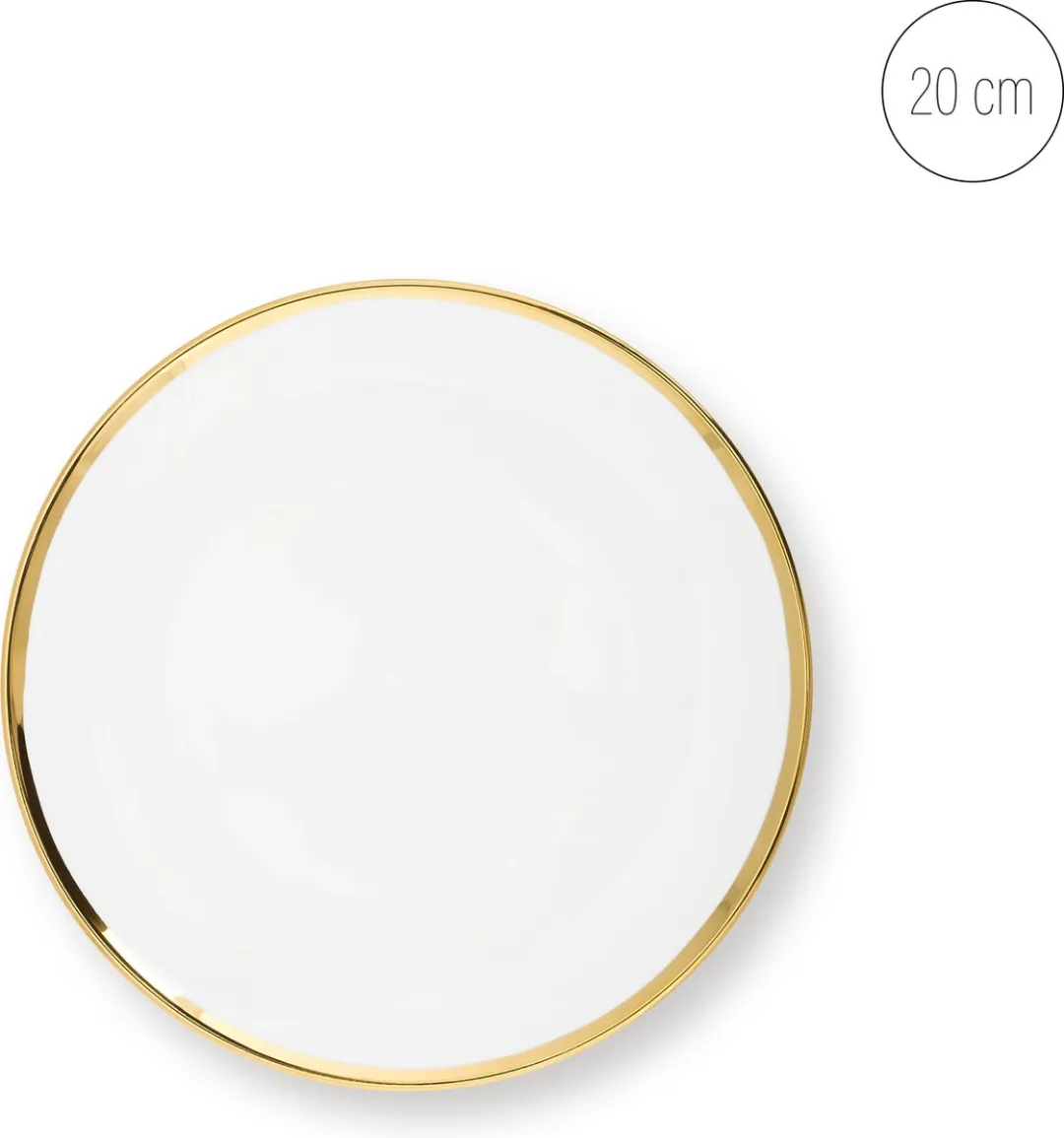 vtwonen Borden Ø20cm - 4 Stuks - Wit/Goud Porselein