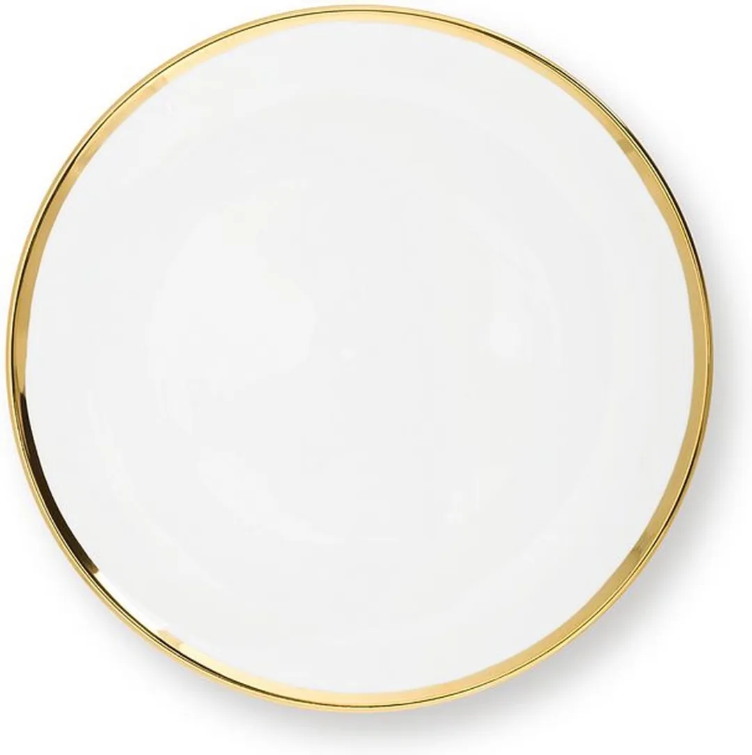 vtwonen Borden Ø20cm - 4 Stuks - Wit/Goud Porselein