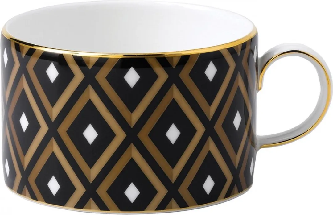 Wedgwood Arris Geometrisch Kop & Schotel 280ml - Zwart