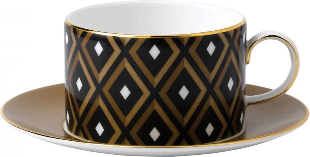 Wedgwood Arris Geometrisch Kop & Schotel 280ml - Zwart