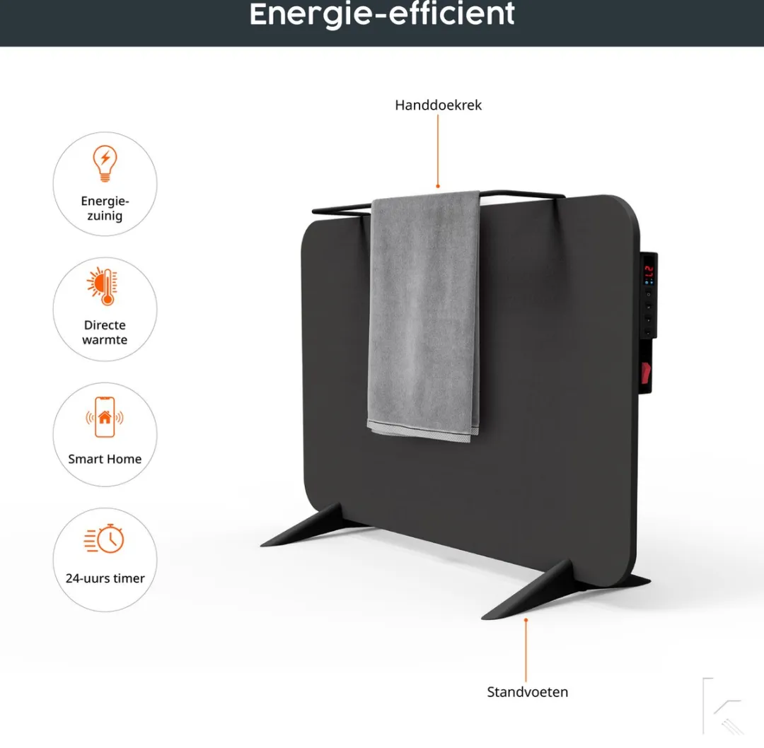 Könighaus Smart Dual Infraroodverwarming 450W - Zwart