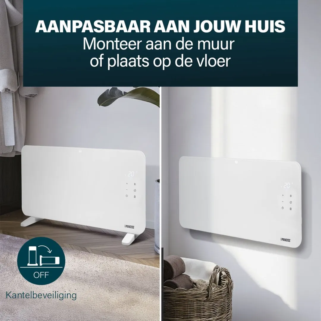 Princess 348416 Smart Glazen Paneelverwarming 1500W - Wit