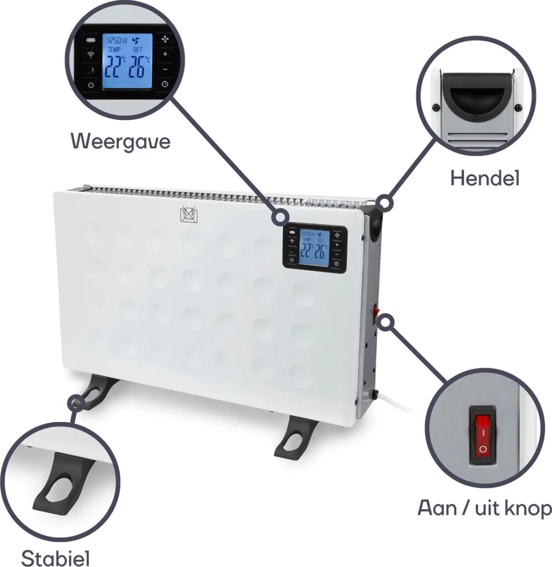 Perel Smart SMART1310 Convectorkachel 2000W - Wit - afbeelding 6 van 6