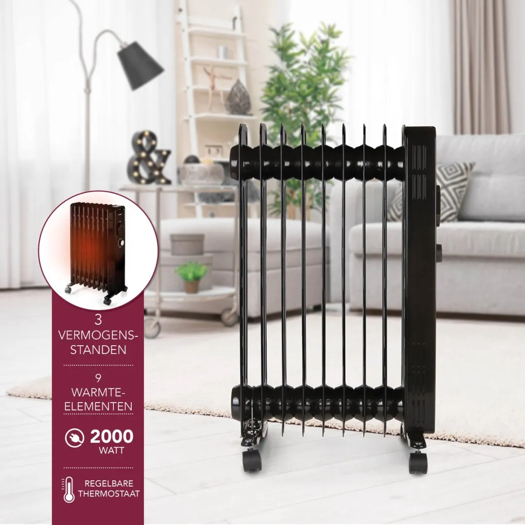 Domo DO7327R Olieradiator 2000W - Zwart
