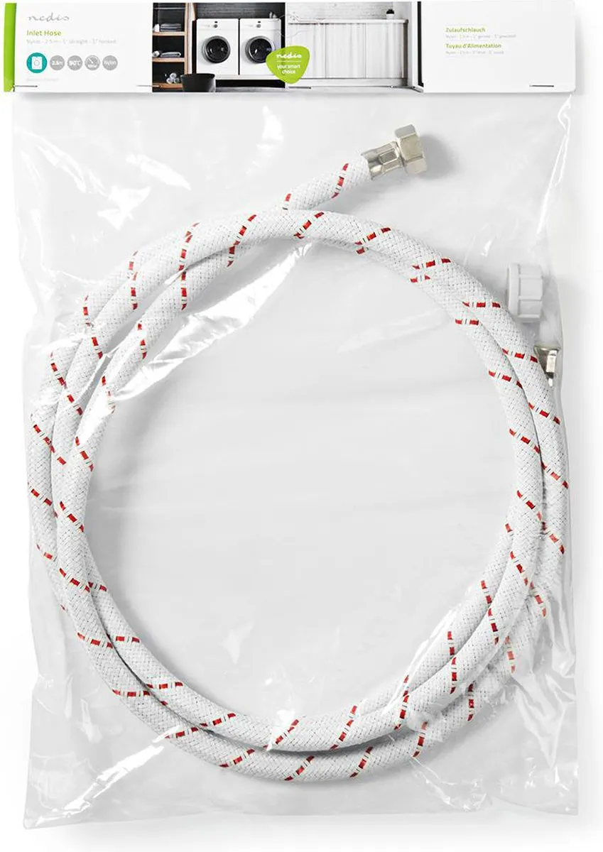 Nedis Nylon Toevoerslang WAIH3412SH1N25 2.5m - 10 Bar - Rood/Wit
