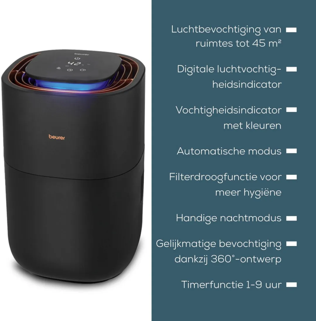 Beurer LB 300 Luchtbevochtiger 3L - 45m² - Zwart - afbeelding 6 van 6