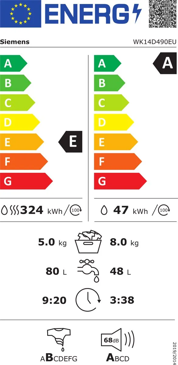 Siemens iQ500 WK14D490EU Inbouw Was-Droogcombinatie 8/5kg - Wit