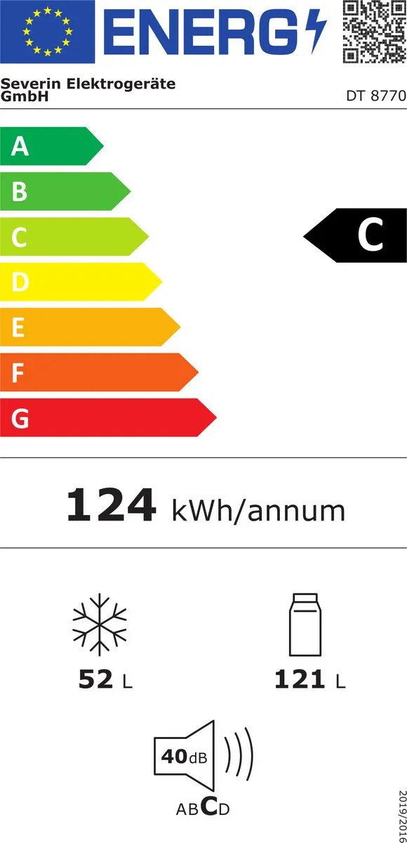 Severin DT 8770 Koel/vriescombinatie 173L - Wit