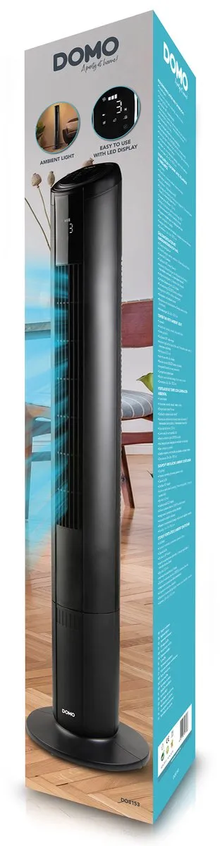 Domo DO8153 Kolomventilator met Sfeerverlichting - 5 Snelheden - Zwart