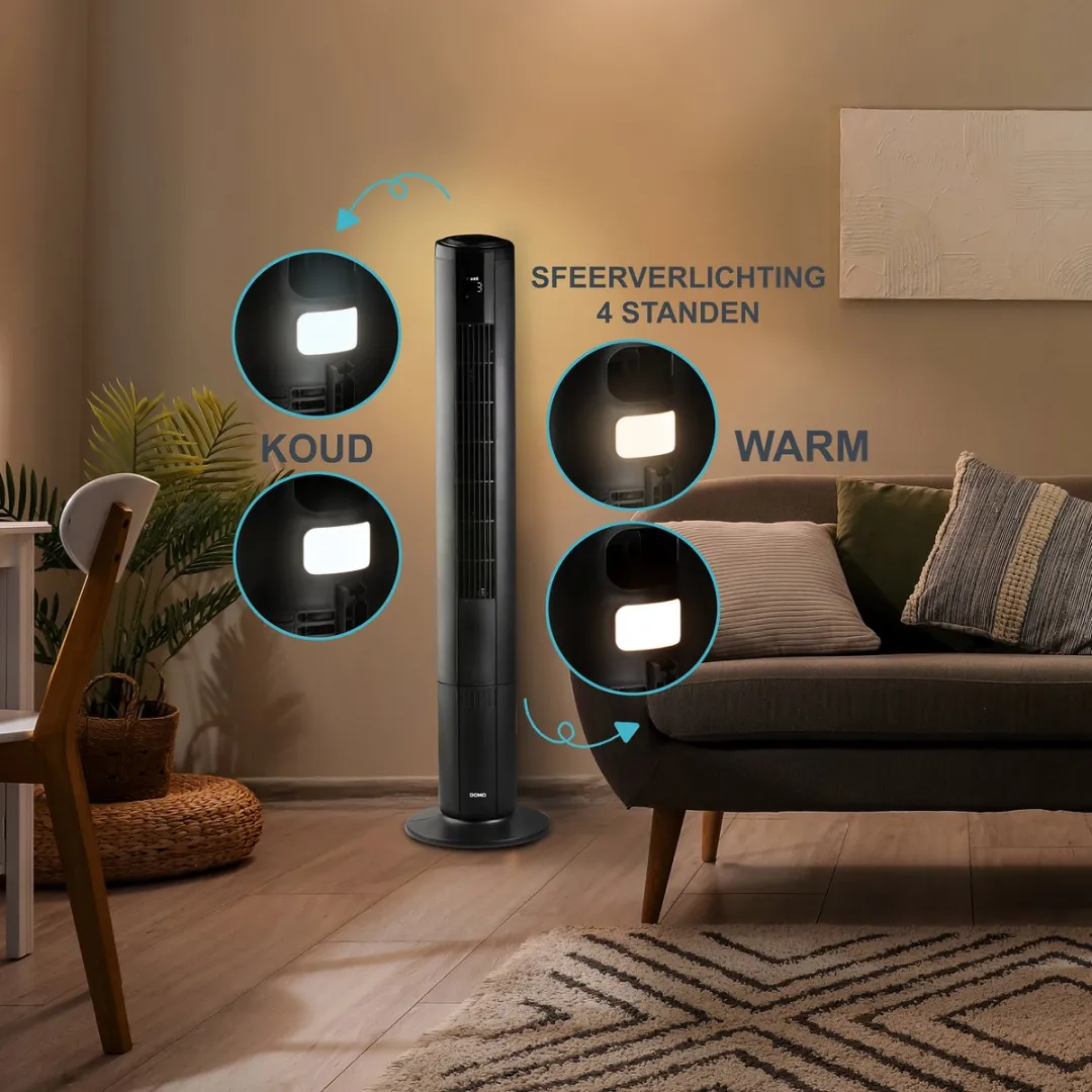 Domo DO8153 Kolomventilator met Sfeerverlichting - 5 Snelheden - Zwart