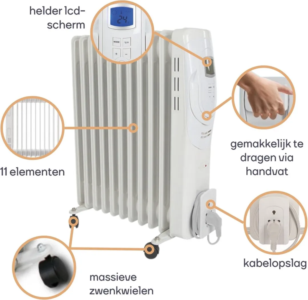 Perel Olieradiator 2500W - 11 Ribben - Wit