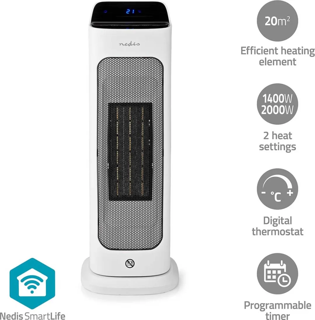Nedis SmartLife HTFA20WTW Keramische Kachel 2000W