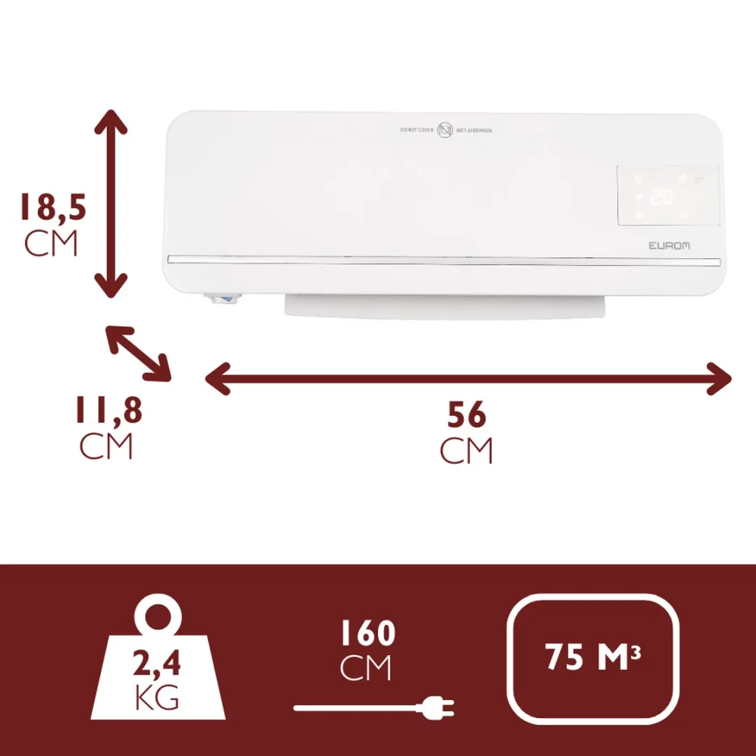 Eurom Sani-Wallheat Wifi Badkamerkachel 2000W - Wit